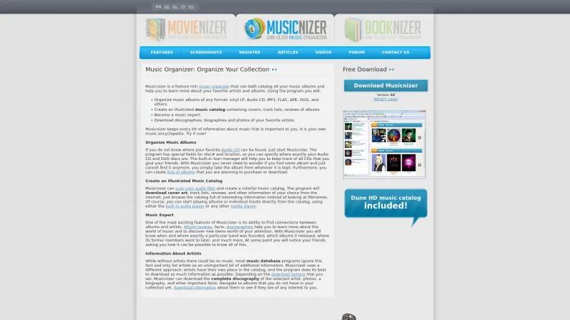 Homepage of Musicnizer