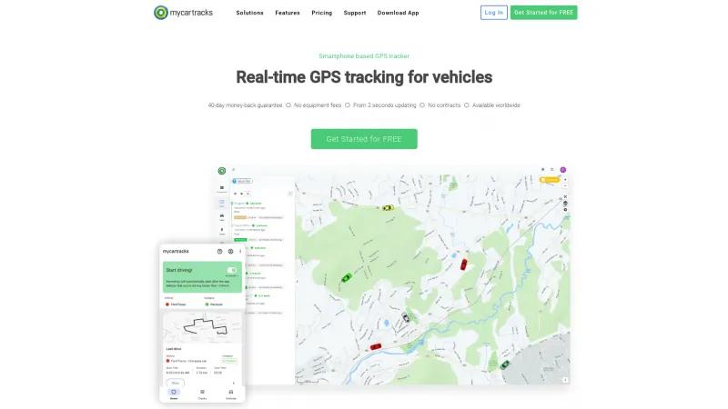 Homepage of MyCarTracks