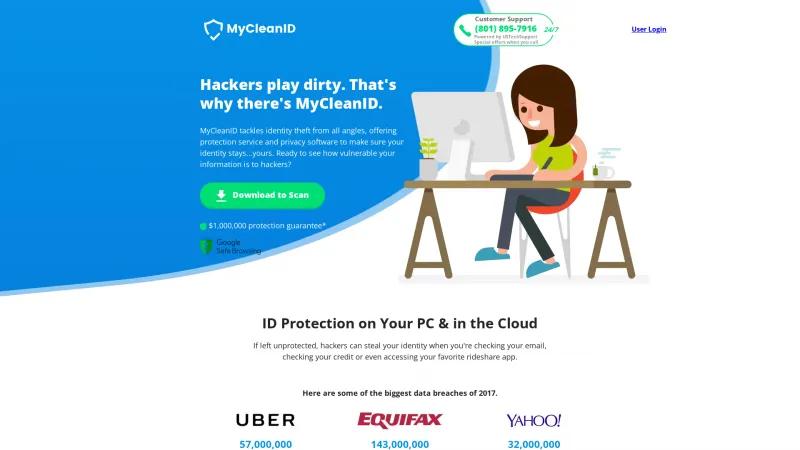 Homepage of MyCleanID