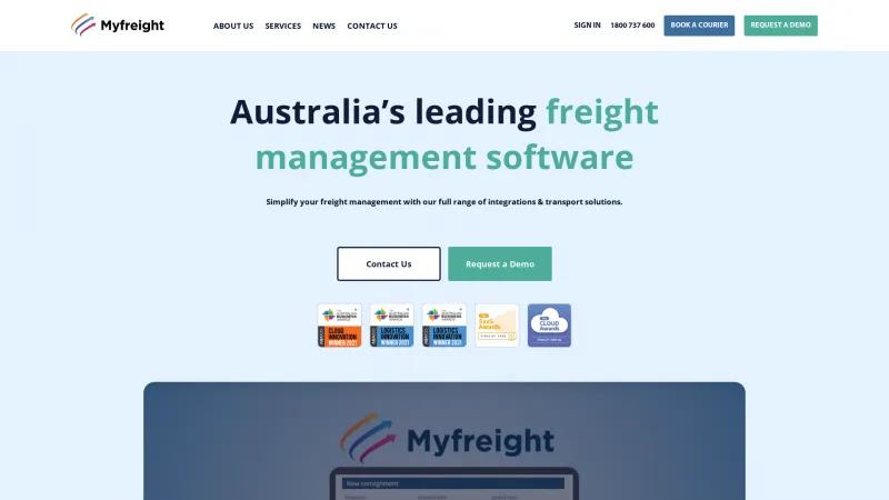 Homepage of MyFreight