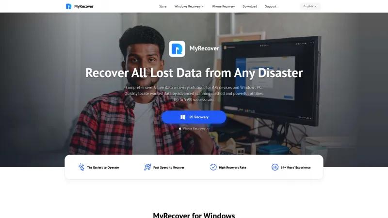 Homepage of MyRecover