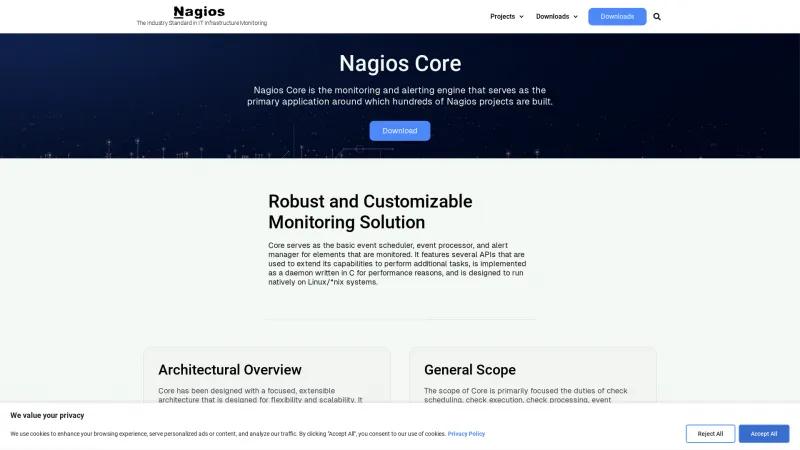 Homepage of Nagios Core