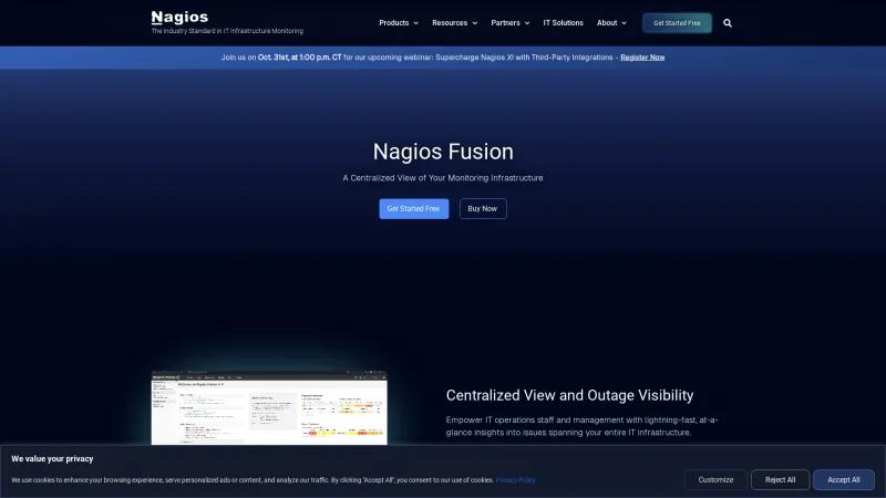 Homepage of Nagios Fusion