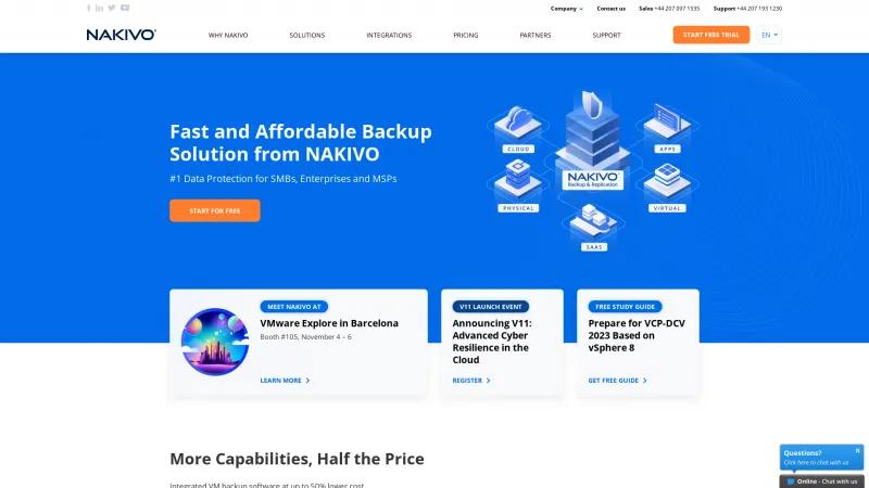 Homepage of NAKIVO Backup & Replication