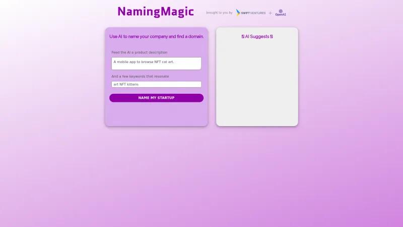 Homepage of Naming Magic