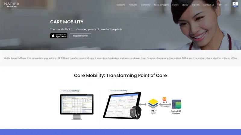 Homepage of Napier Care Mobility