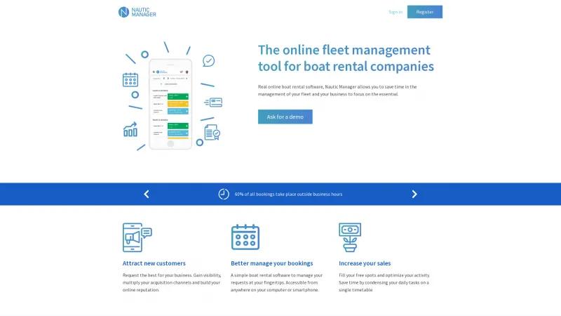 Homepage of Nautic Manager