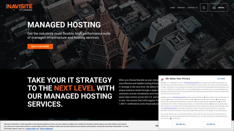 Homepage of Navisite Managed Hosting