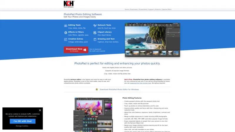 Homepage of PhotoPad