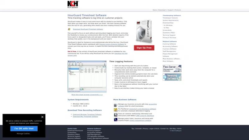 Homepage of HourGuard