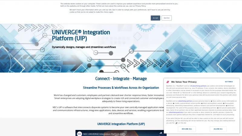 Homepage of NEC UNIVERGE