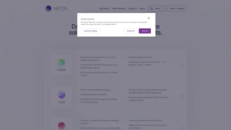 Homepage of Marex Neon