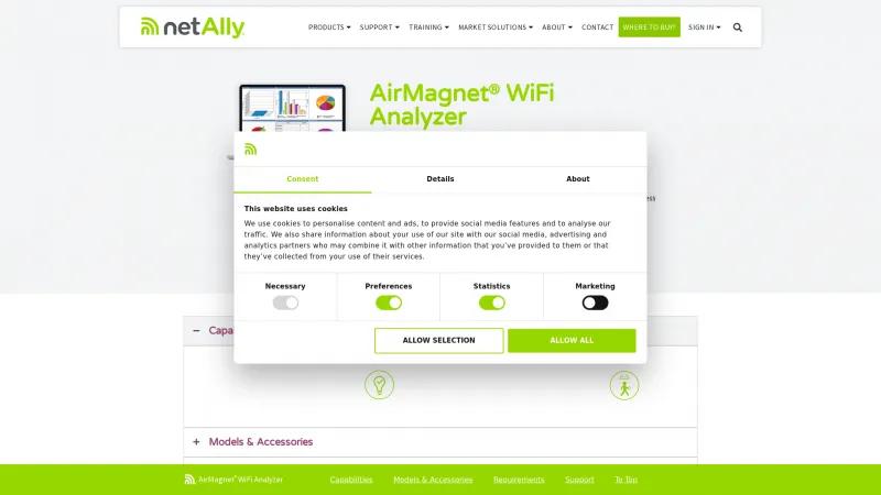 Homepage of AirMagnet