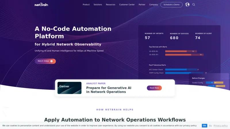 Homepage of NetBrain