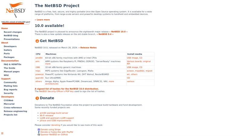 Homepage of NetBSD