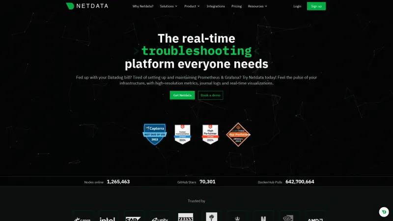 Homepage of Netdata