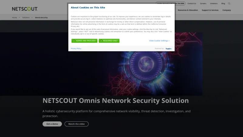 Homepage of NETSCOUT Omnis Security