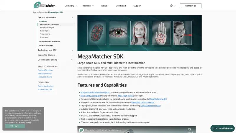 Homepage of MegaMatcher SDK