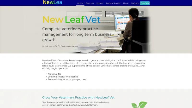 Homepage of NewLeaf Vet