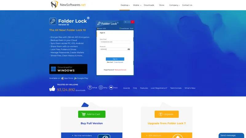 Homepage of Folder Lock