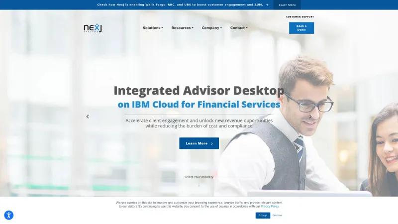 Homepage of NexJ CRM