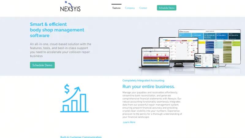 Homepage of Nexsyis Collision