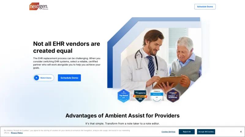 Homepage of NextGen Healthcare EHR