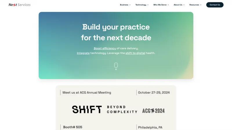 Homepage of Next Services