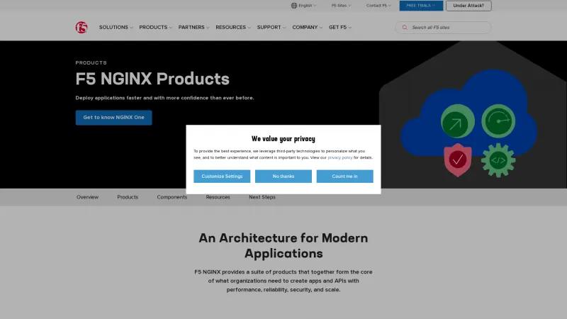 Homepage of F5 NGINX Plus