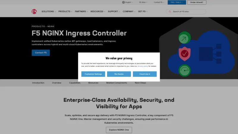 Homepage of F5 NGINX Ingress Controller