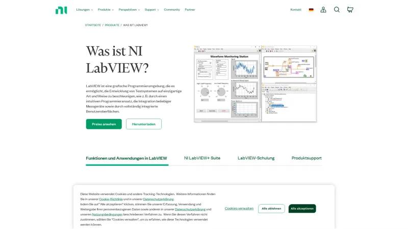 Homepage of LabVIEW