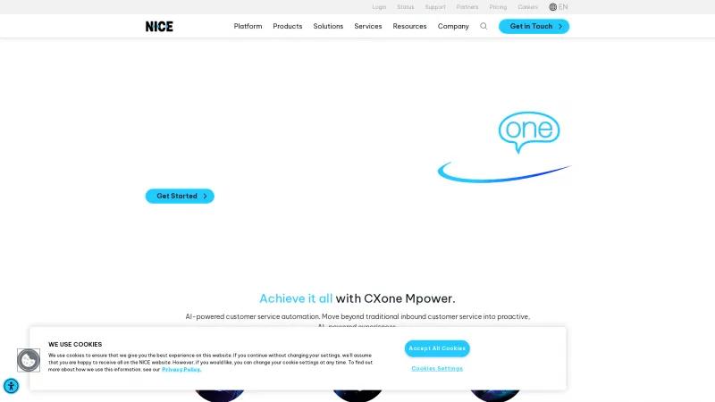 Homepage of NICE CXone