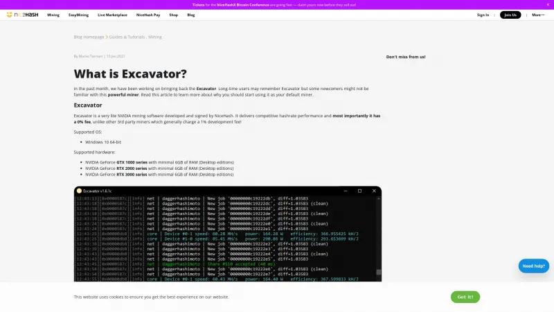 Homepage of Excavator