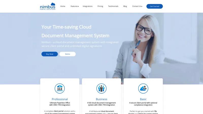 Homepage of Nimbus Portal Solutions