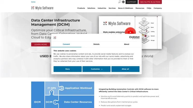 Homepage of Nlyte DCIM