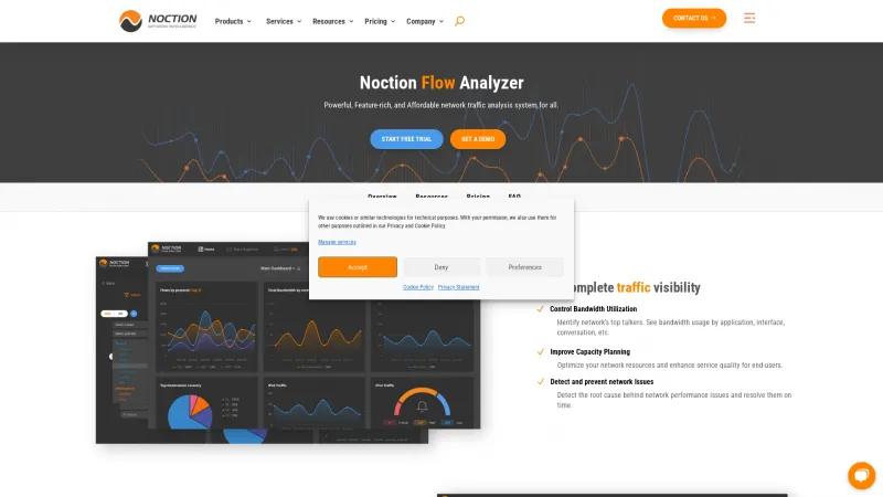 Homepage of Noction Flow Analyzer (NFA)