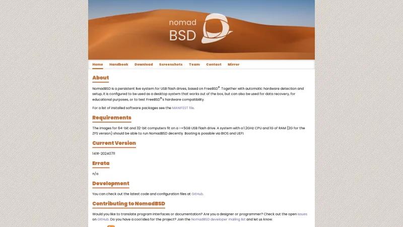 Homepage of NomadBSD