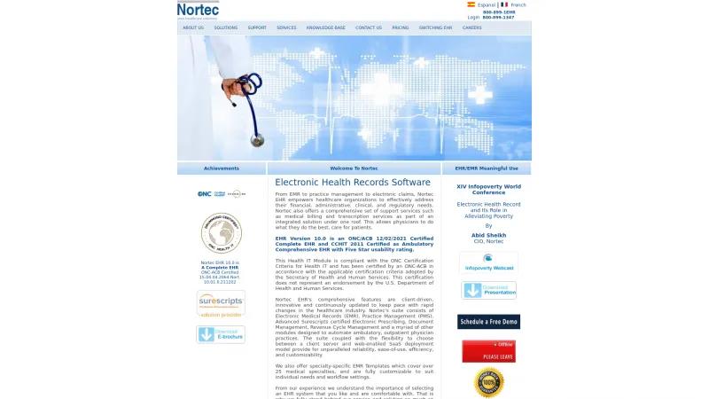 Homepage of NortecEHR