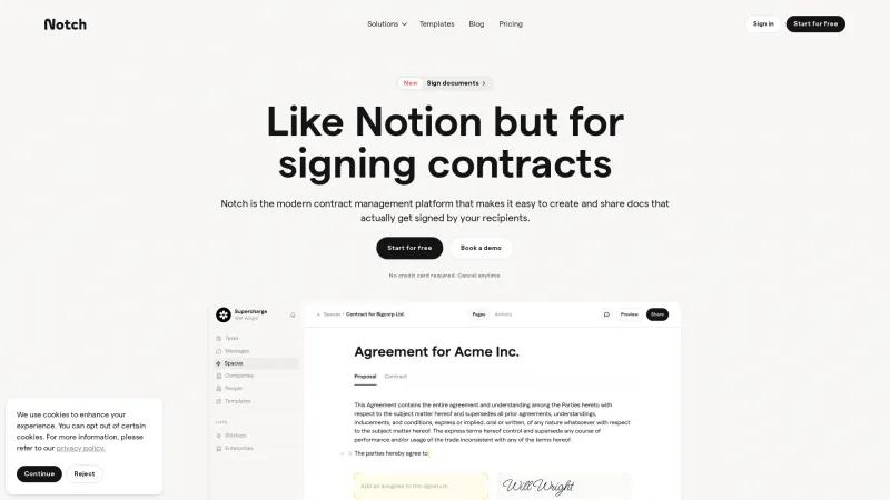 Homepage of Notch