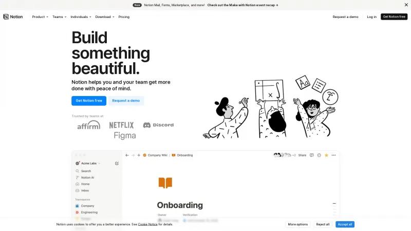 Homepage of Notion