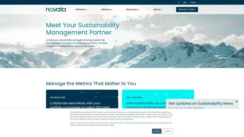 Homepage of Novata