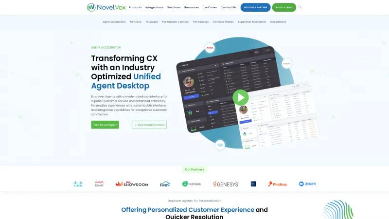 Homepage of NovelVox Agent Accelerator