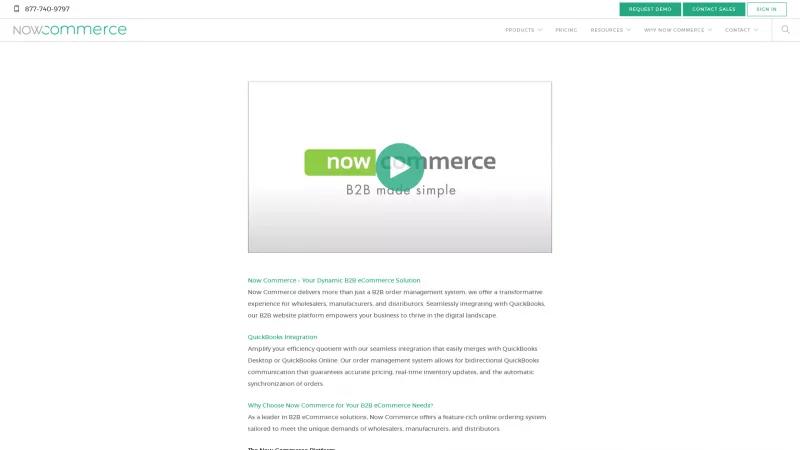 Homepage of Now Commerce