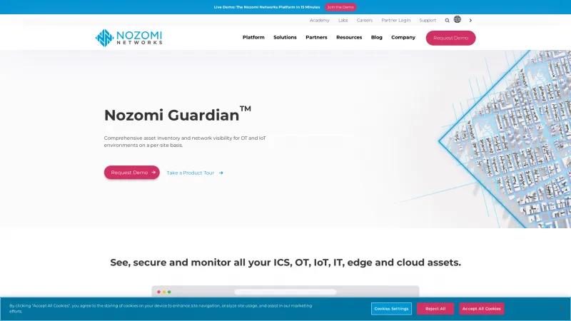 Homepage of Nozomi Networks Guardian