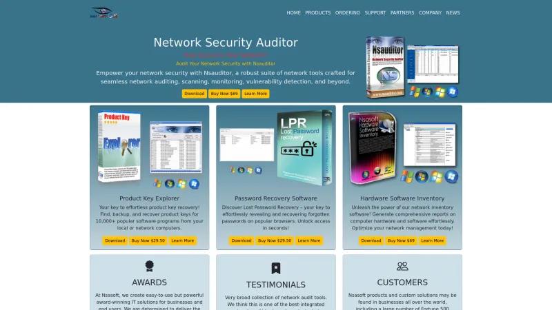 Homepage of Nsauditor Network Security Auditor