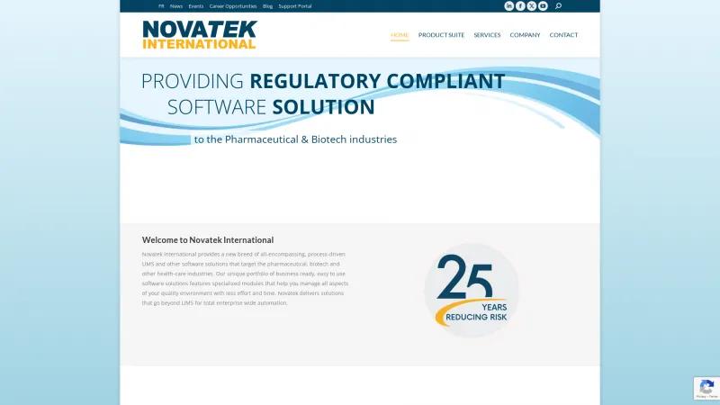 Homepage of Novatek Clinical Assay Management Software