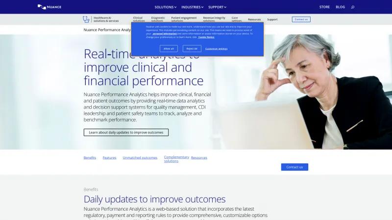 Homepage of Nuance Performance Analytics