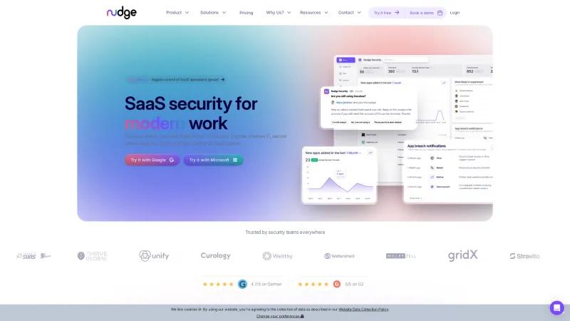 Homepage of Nudge Security