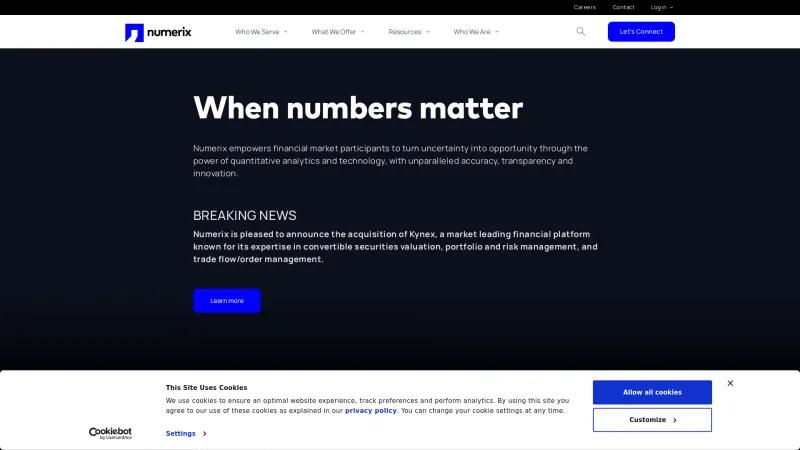 Homepage of Numerix