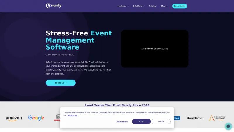 Homepage of Nunify